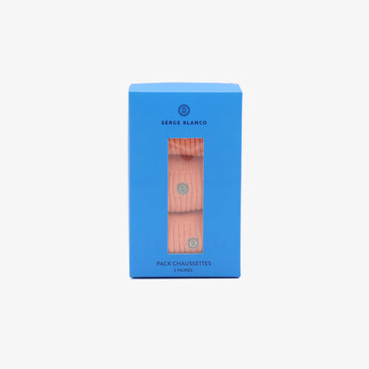 Pack 3 paires de chaussettes longues unies orange corail SERGE BLANCO