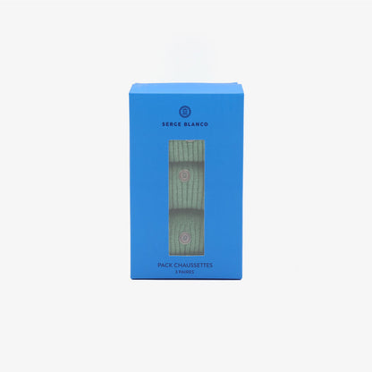Pack 3 paires de chaussettes longues unies vert amande SERGE BLANCO
