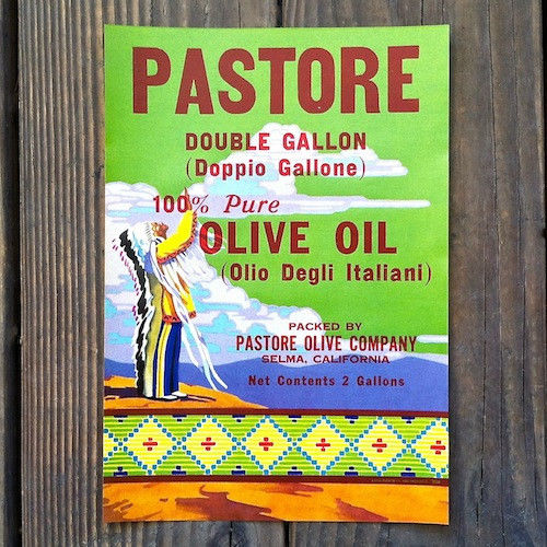 PASTORE OLIVE OIL Can Label 1940s