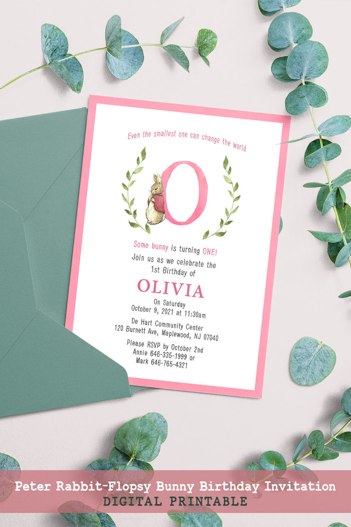 Peter Rabbit-Flopsy Bunny Birthday Party Invitation