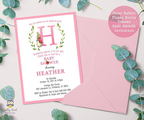 Peter Rabbit-Flopsy Bunny Themed Baby Shower Invitation