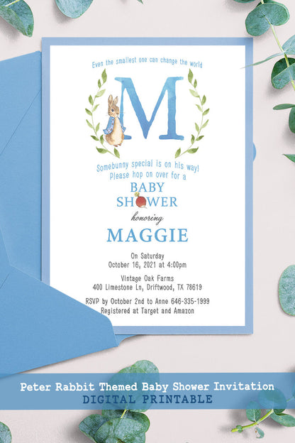 Peter Rabbit Themed Baby Shower Invitation