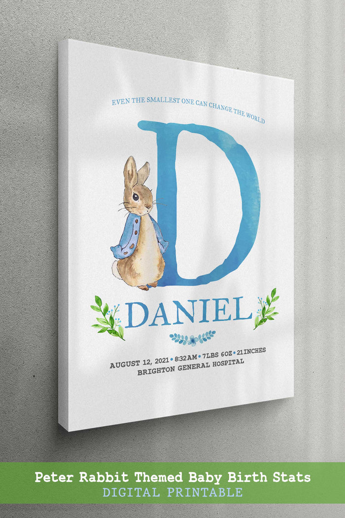 Peter Rabbit Themed Printable Baby Birth Stats Display - Nursery Room Decor