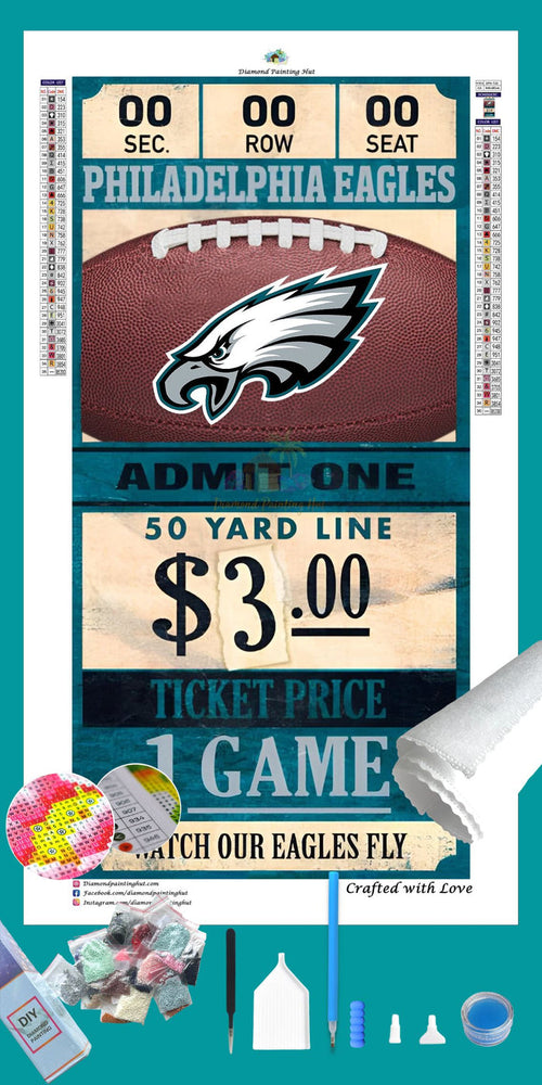 Philadelphia Eagles NFL Ticket Diamond Painting-Diamond Painting Hut
