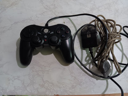 Playstation Wired Black Pelican Controller + Extension Cable Bundle