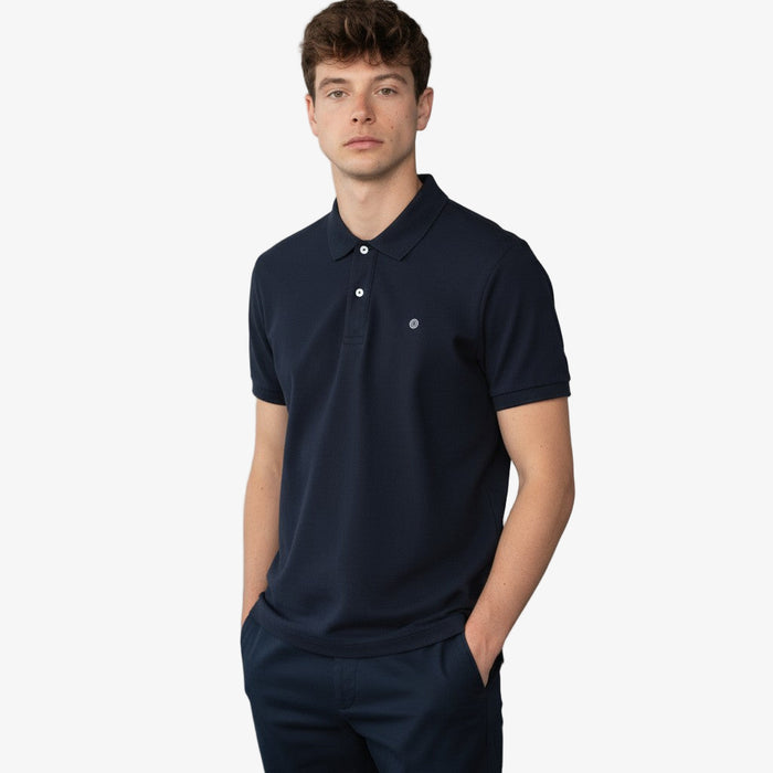 Polo Manches Courtes Piqué Lucas En Coton Bleu Foncé Homme SERGE BLANCO