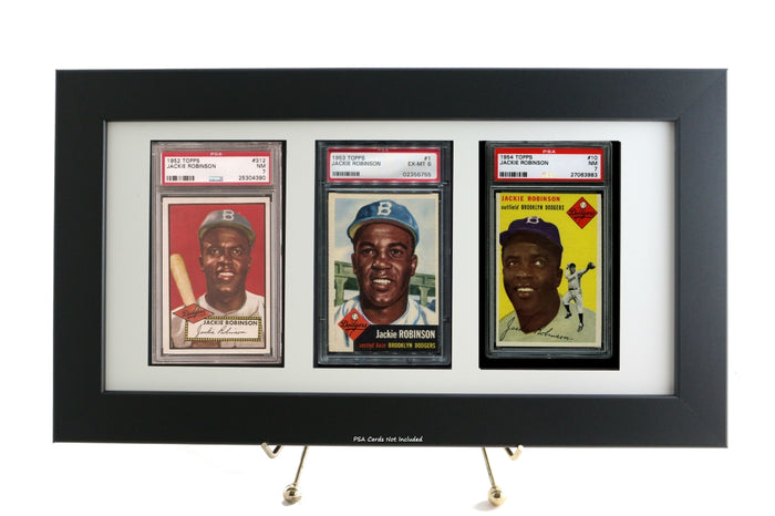 PSA Graded Sports Card Frame for (3) Vertical Cards - Graded And Framed