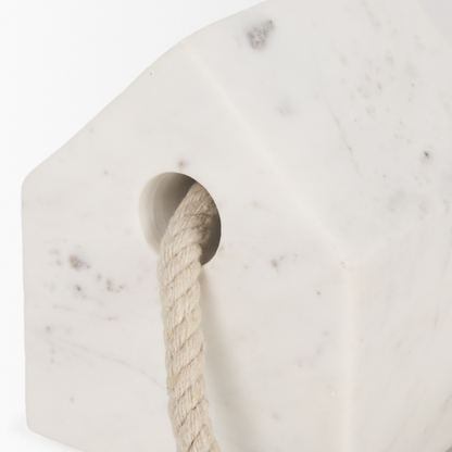 Raena House Door Stopper-White Marble: Up-Close Product View