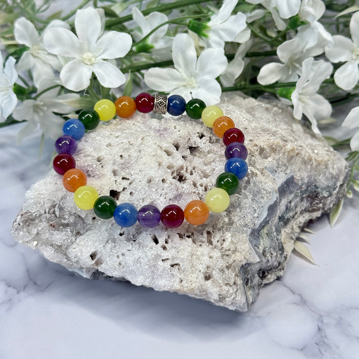 Rainbow Gemstone 8mm Bracelet – Artisan Made