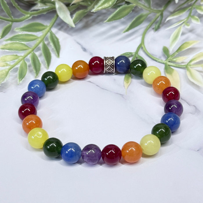 Rainbow Gemstone 8mm Bracelet – Artisan Made