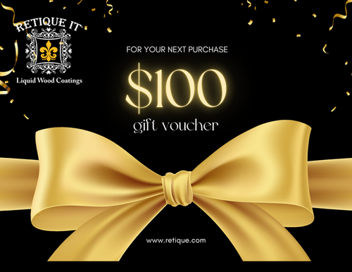 Retique It gift card featuring elegant design, perfect for gifting or special occasions, with the Retique It branding visible.