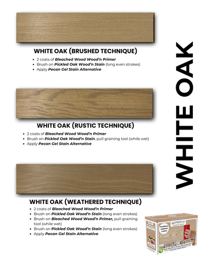 Retique It Wood Finish Kits fan deck brochure showing various wood finish color options and product details.