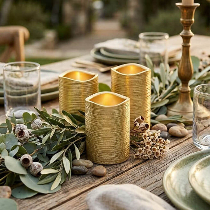 Richland Gold Metallic Wavy Top LED Candle