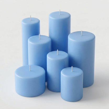 Richland Pillar Candles 3"x9" Light Blue Set of 6