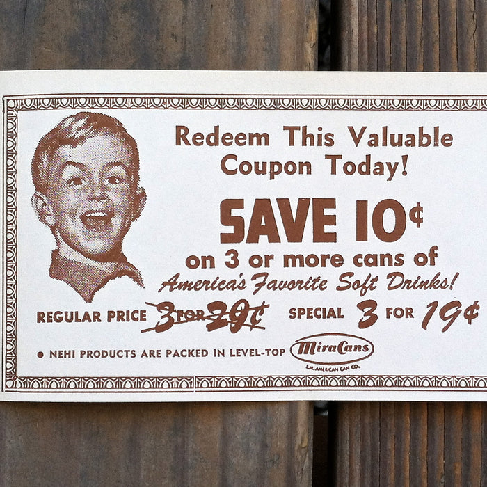 ROYAL CROWN NEHI SODA Redemption Coupon 1950