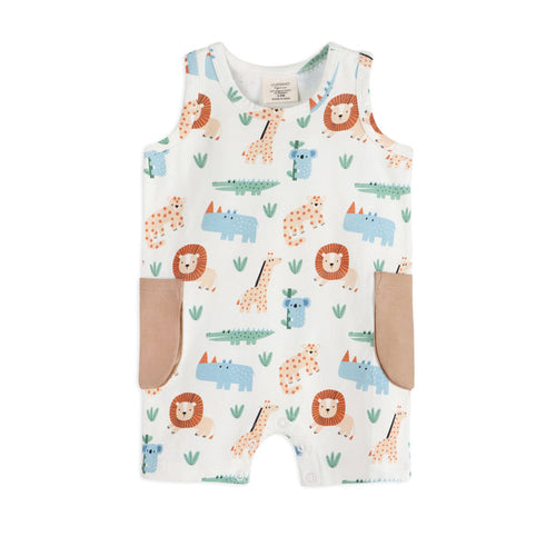 Safari Baby Side Pocket Shortie Romper (Organic Jersey)