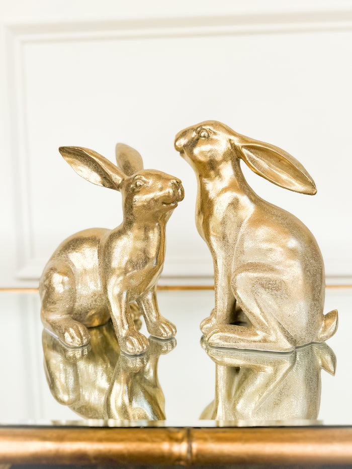 Set Of Two Gold Bunnies