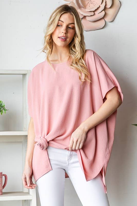 SHORT SLEEVE SOLID LOOSE FIT TOP: HUNTER GREEN