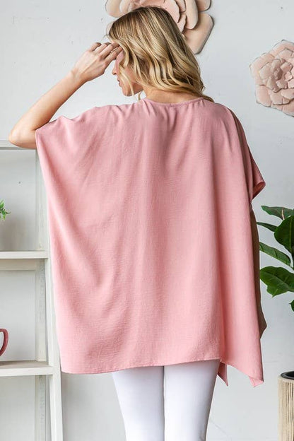 SHORT SLEEVE SOLID LOOSE FIT TOP: HUNTER GREEN
