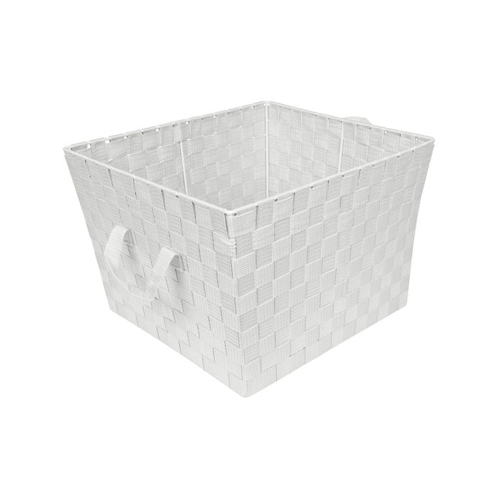 Simplify Large 15" Woven Strap Storage Bin-White