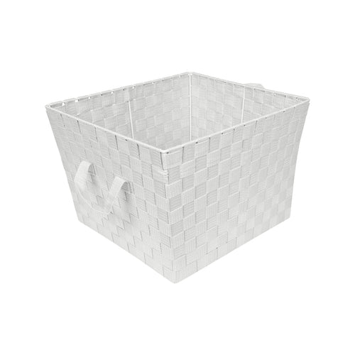 Simplify Large 15" Woven Strap Storage Bin-White