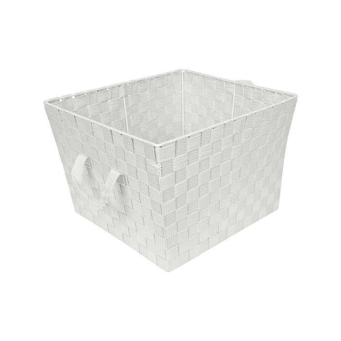 Simplify Large 15" Woven Strap Storage Bin-White