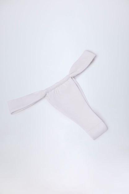Ruched Thong Bikini Bottoms in White
