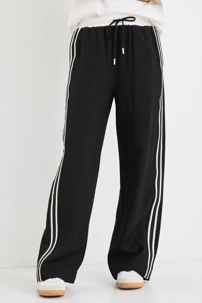 Stories to be Told - Ambient Contrast Waist Wide Leg Pants - Black