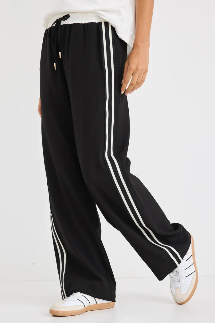 Stories to be Told - Ambient Contrast Waist Wide Leg Pants - Black
