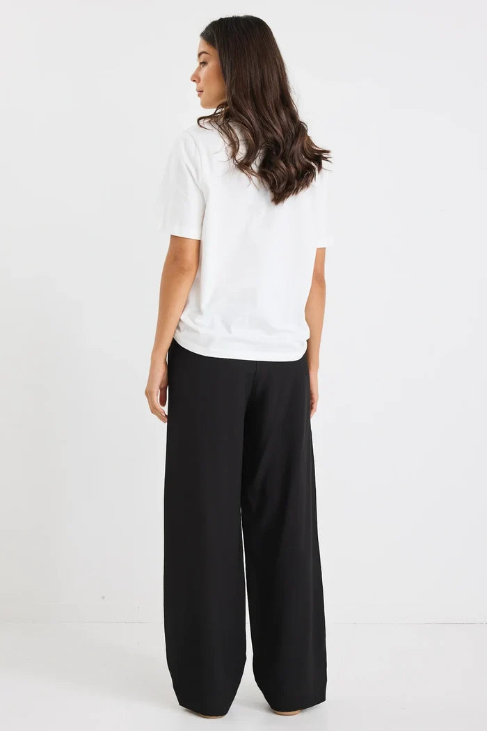 Stories to be Told - Ambient Contrast Waist Wide Leg Pants - Black