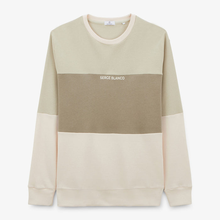 Sweat à col rond tricolore logo ciment homme serge blanco