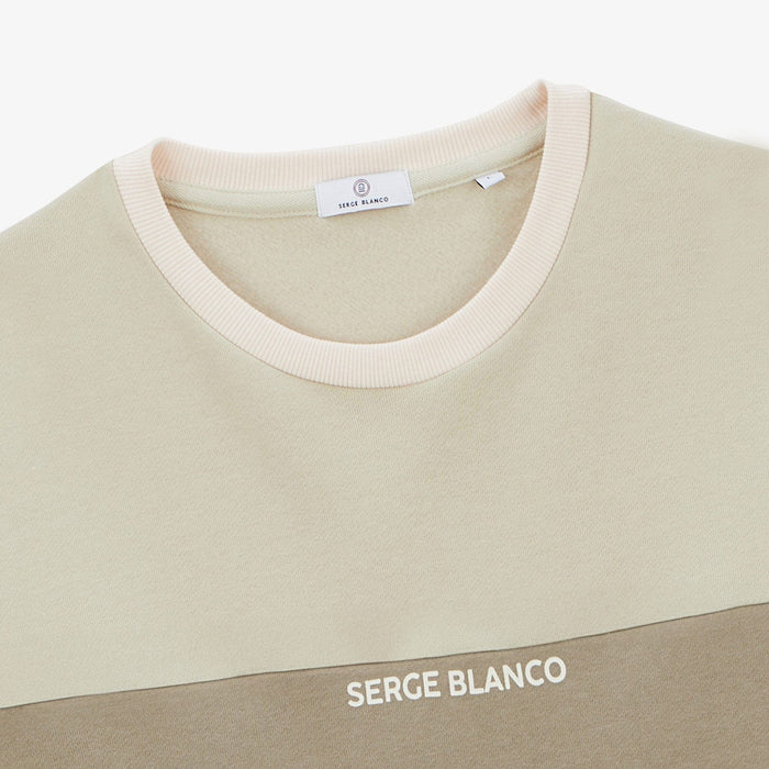 Sweat à col rond tricolore logo ciment homme serge blanco