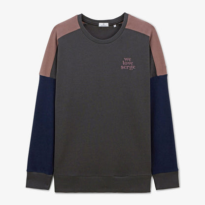 Sweat en molleton col rond WE LOVE SERGE gris anthracite en coton homme SERGE BLANCO