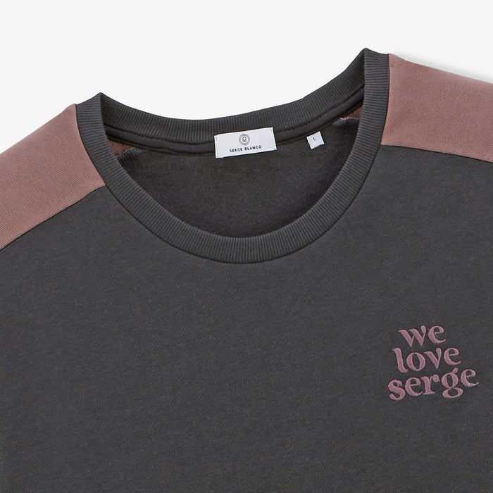 Sweat en molleton col rond WE LOVE SERGE gris anthracite en coton homme SERGE BLANCO