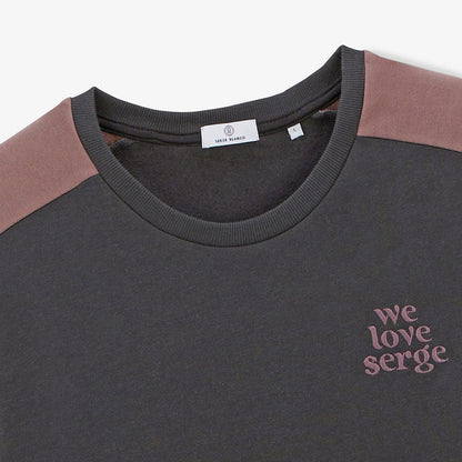 Sweat en molleton col rond WE LOVE SERGE gris anthracite en coton homme SERGE BLANCO