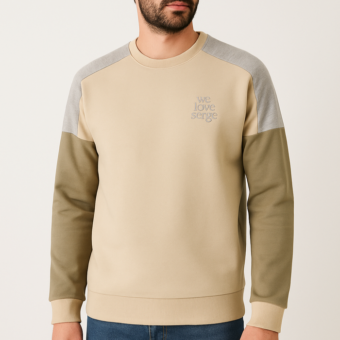 Sweat en molleton WE LOVE SERGE ciment col rond en coton homme SERGE BLANCO