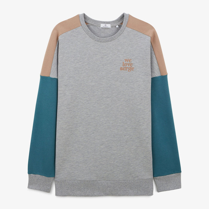 Sweat molleton col rond WE LOVE SERGE gris en coton homme SERGE BLANCO