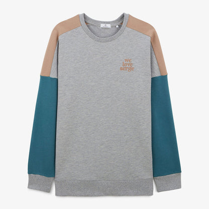 Sweat molleton col rond WE LOVE SERGE gris en coton homme SERGE BLANCO