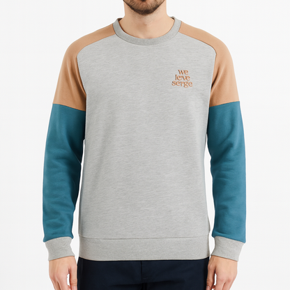 Sweat molleton col rond WE LOVE SERGE gris en coton homme SERGE BLANCO