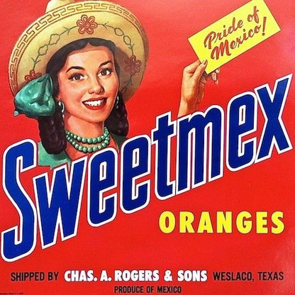 SWEETMEX ORANGES Citrus Fruit Crate Label