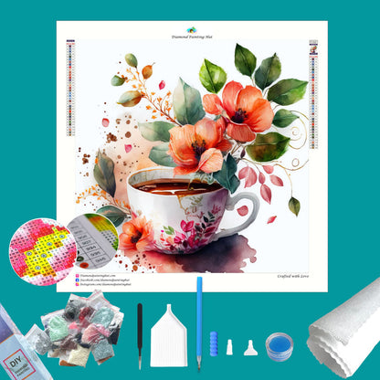 Tea and Flowers Diamond Painting-Diamond Painting Hut