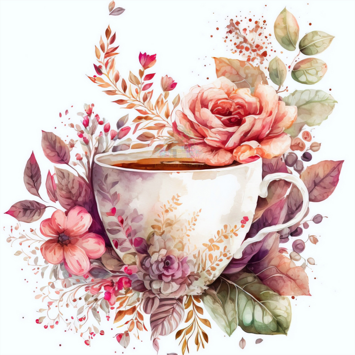 Tea and Flowers Diamond Painting-Diamond Painting Hut