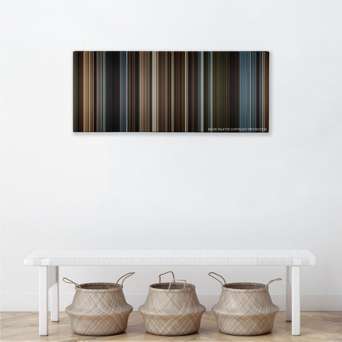 Thor: The Dark World color palette canvas above a white bench with three woven baskets