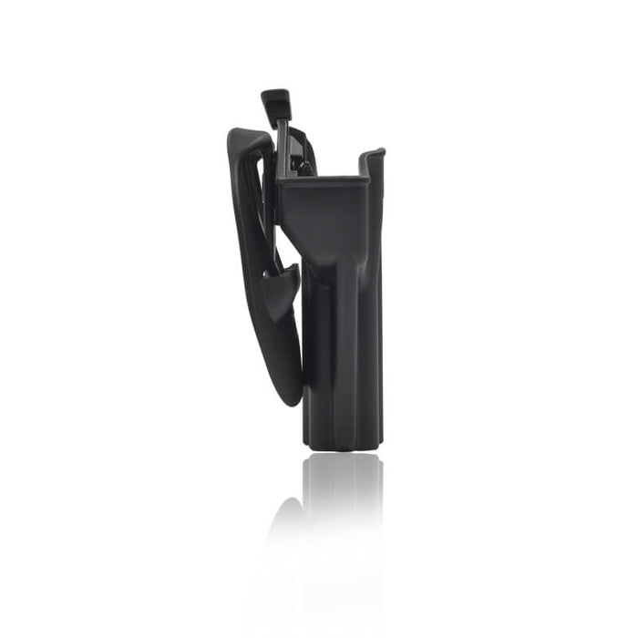 Sort Cytac Thumb hylster til M92 pistol med et magasinhylster, set fra siden.