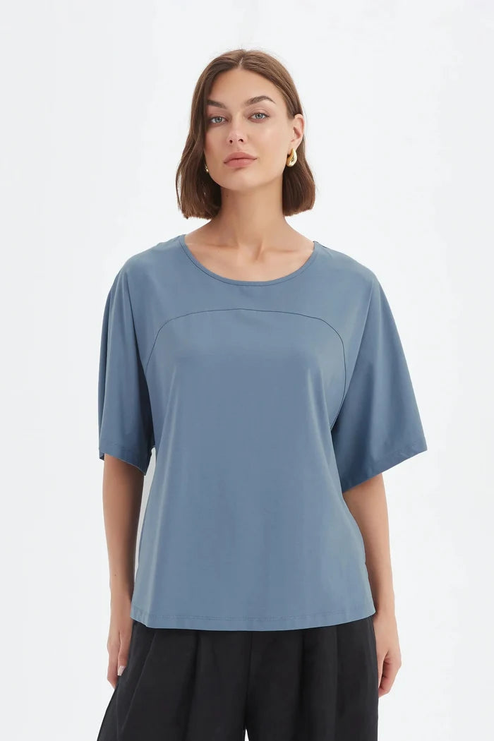 Tirelli - Wide Sleeve Yoke Tee - Steel Blue