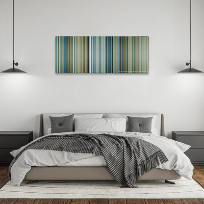 Transformers: Age of Extinction color palette canvas above a bed, between two black pendant lamps