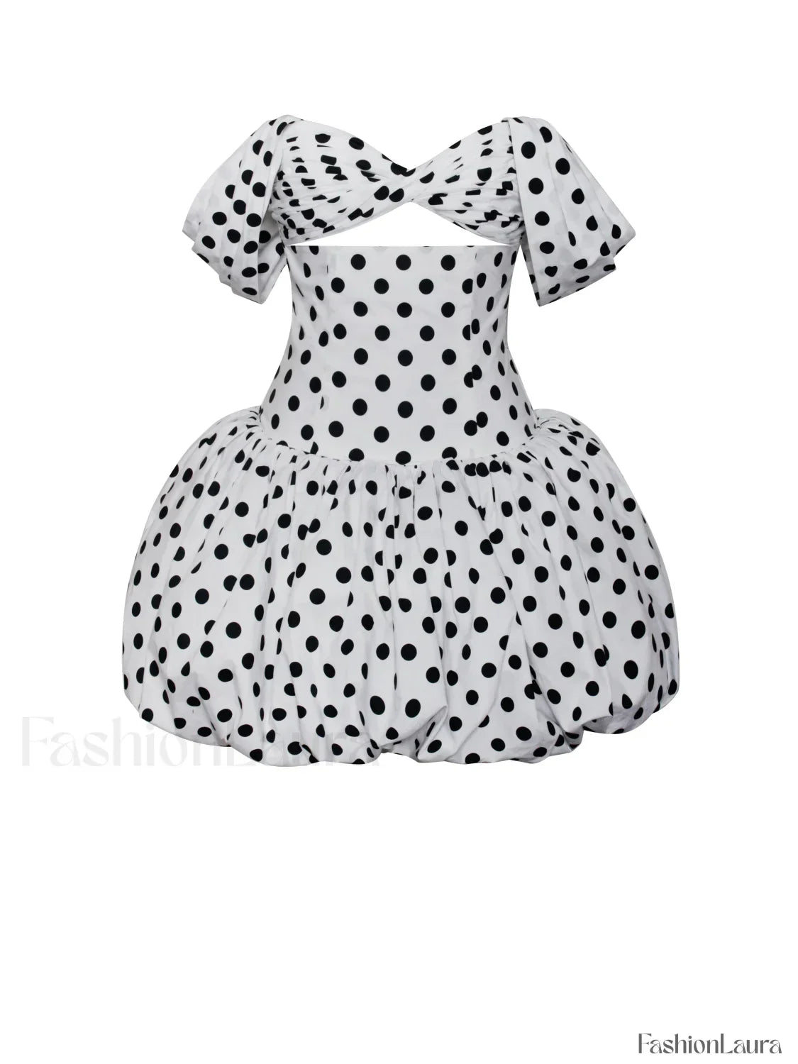 Umika Polka Dots Charming Bubble Hem Mini Dress