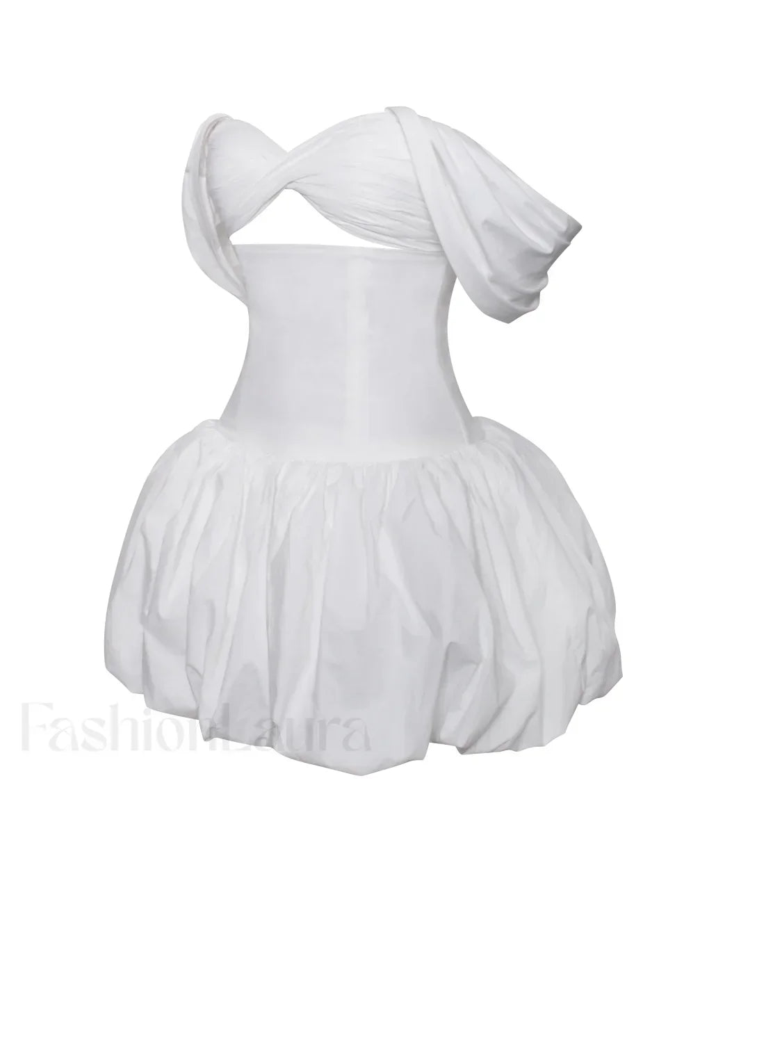Umika White Bubble Charming Hem Mini Dress