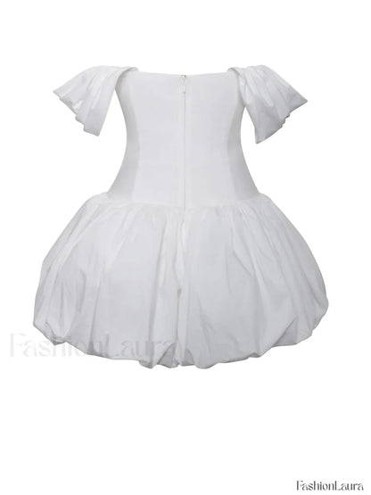 Umika White Bubble Charming Hem Mini Dress