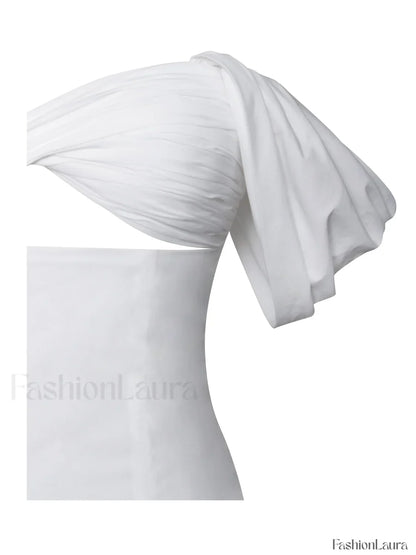 Umika White Bubble Charming Hem Mini Dress